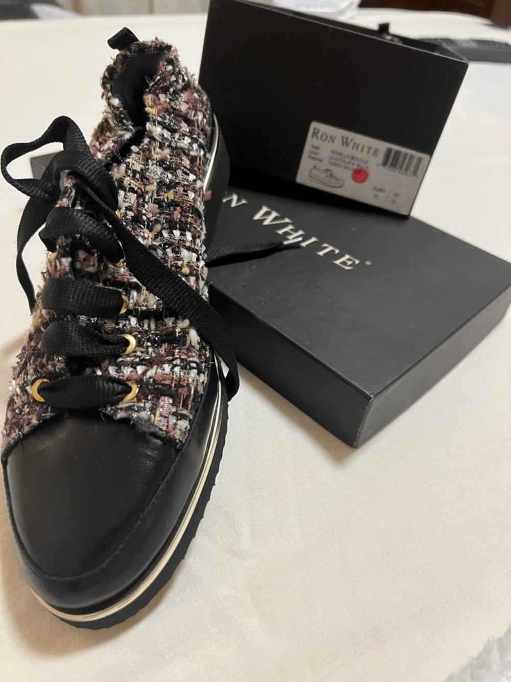 Ron White Black & Multi Tweed Lace-Up Flat Sneaker